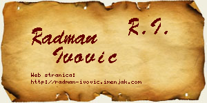 Radman Ivović vizit kartica